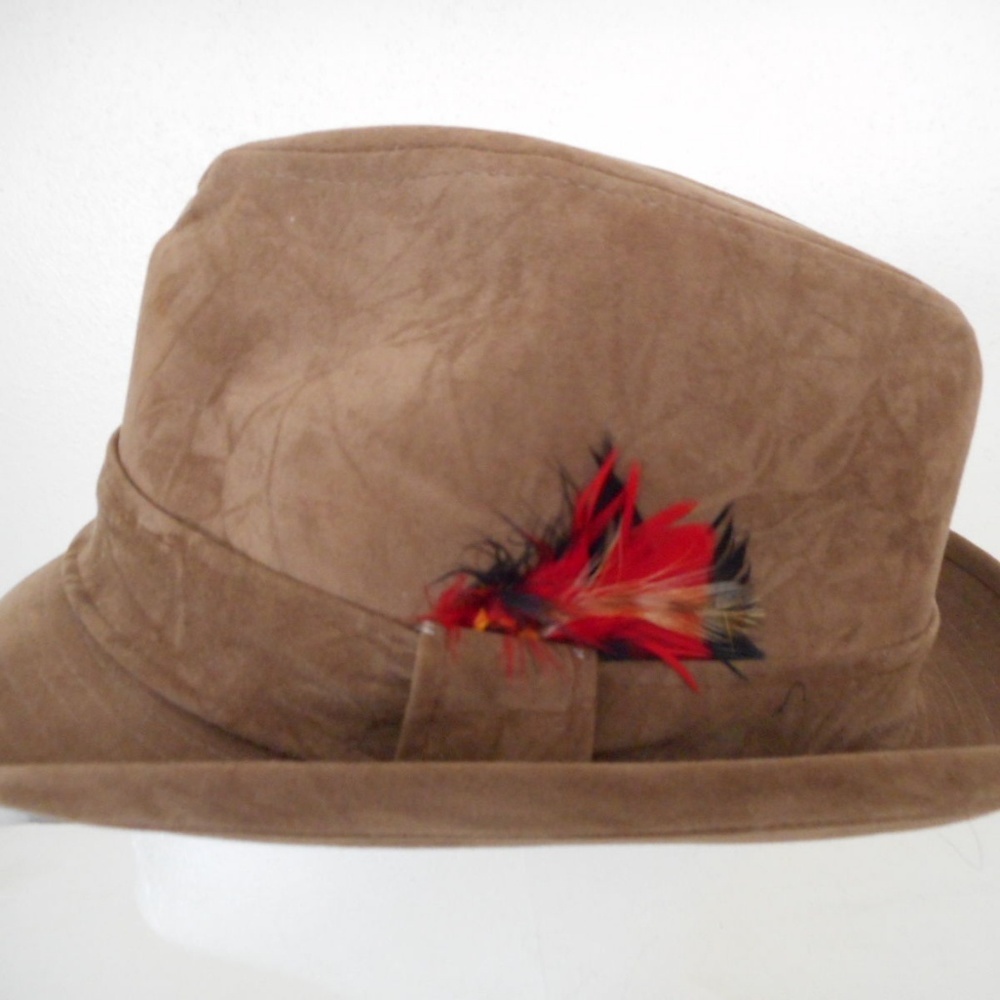 Vintage Brown Suede like Fedora style hat Size S - Picture 1 of 7